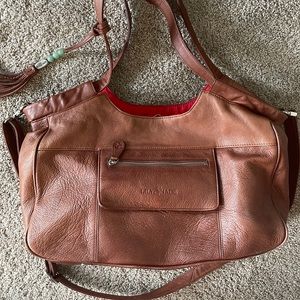 Lily Jade brown leather diaper bag